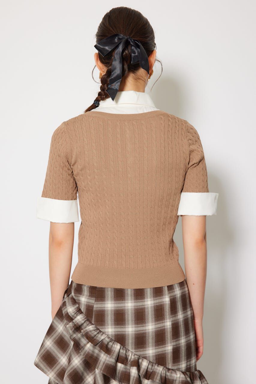 rienda「シャツドッキングハーフスリーブトップス」|ニット・セーター|