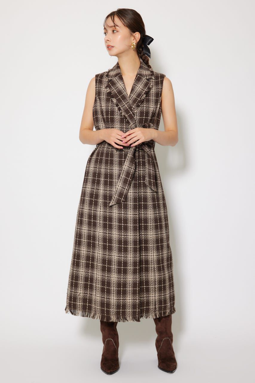 rienda「フリンジロングベスト」|ダウンベスト・ベスト|