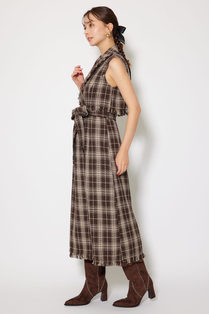 rienda「フリンジロングベスト」|ダウンベスト・ベスト|