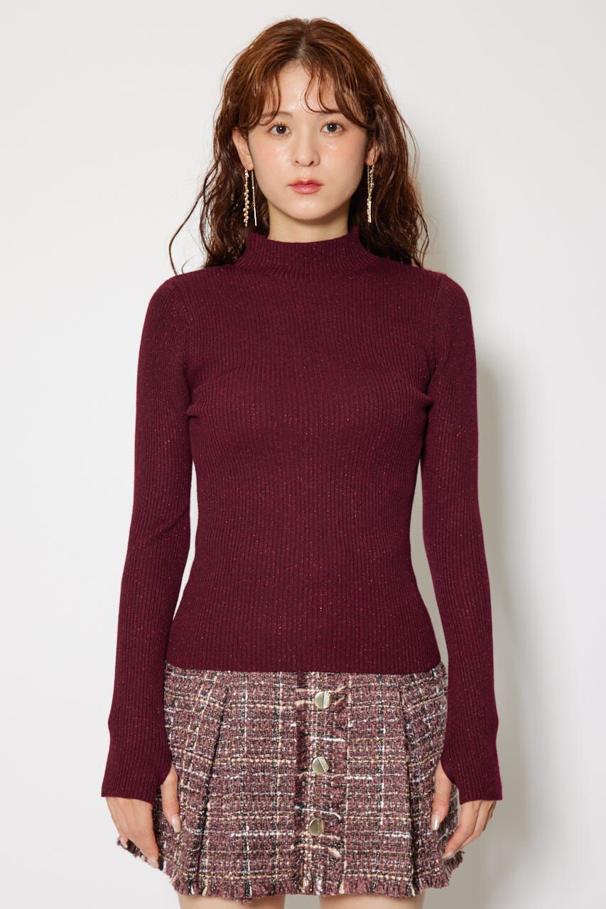 rienda「サムホール付きウォッシャブルハイネックニットトップス」|ニット・セーター|