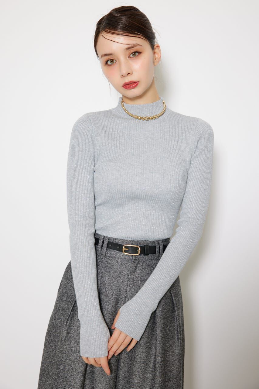 rienda「サムホール付きウォッシャブルハイネックニットトップス」|ニット・セーター|T.GRY