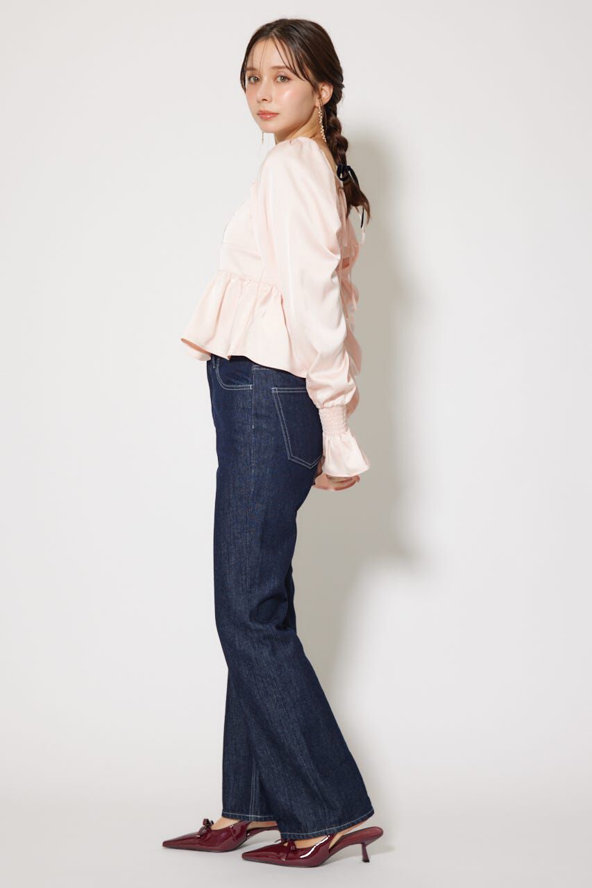 rienda「ギャザーペプラムブラウス」|シャツ・ブラウス|