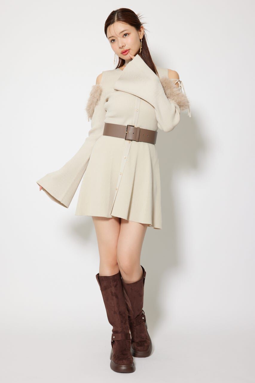 rienda「many wayフェイクファーミニニットワンピース」|ワンピース|