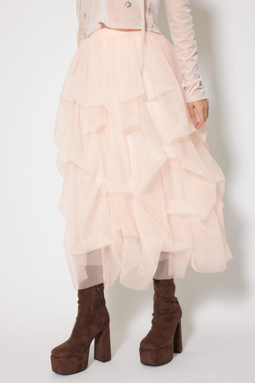 rienda「ランダムタックチュールスカート」|スカート|