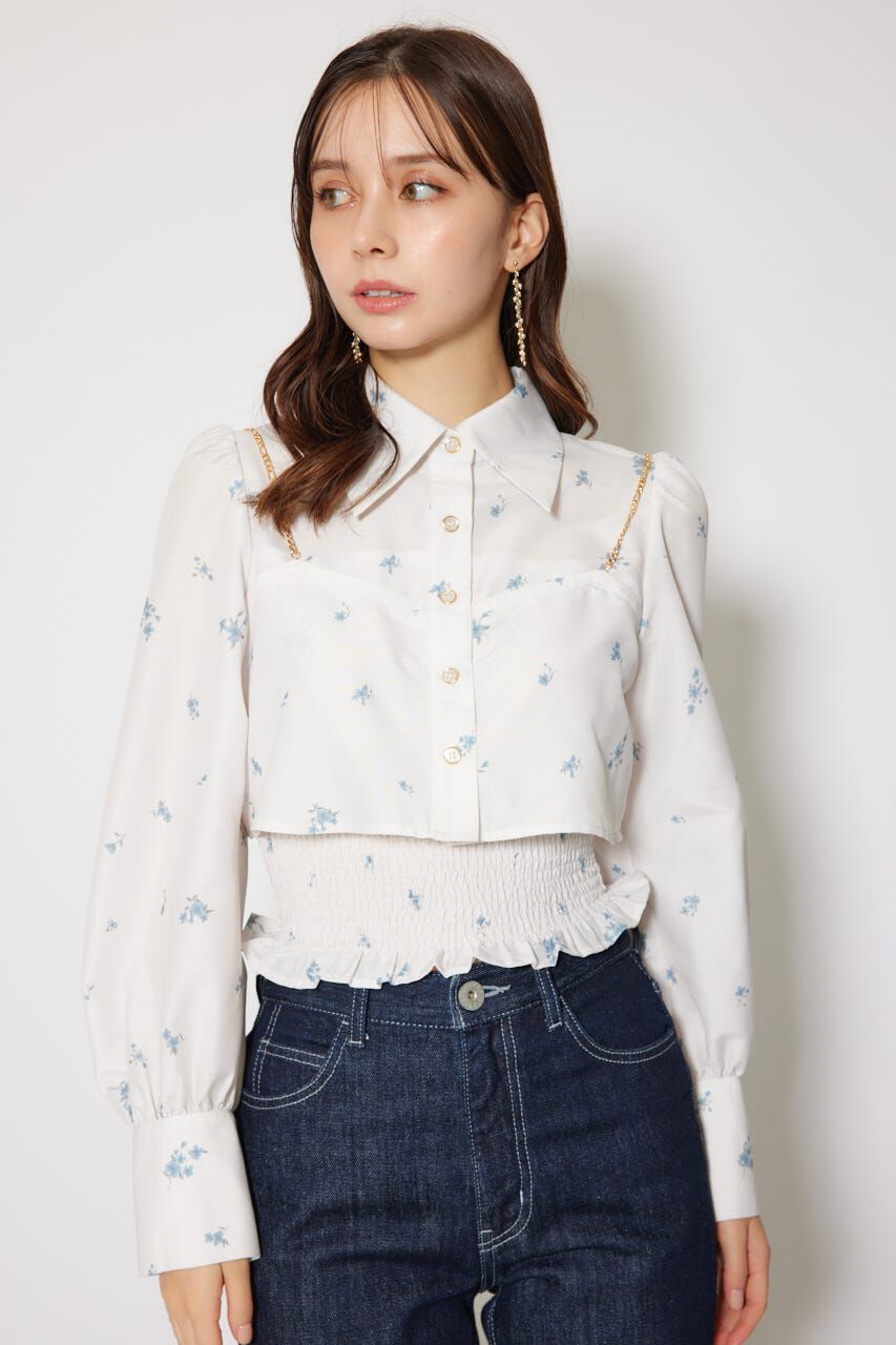 rienda「チェーンデザインシャーリングブラウス」|シャツ・ブラウス|