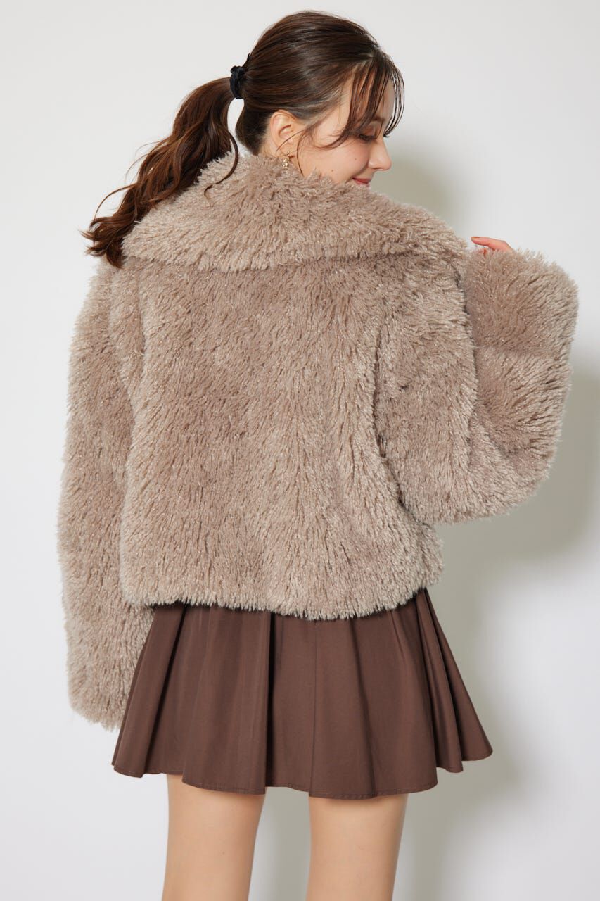 rienda「ショート丈フェイクプードルファーブルゾン」|ブルゾン・スタジャン|