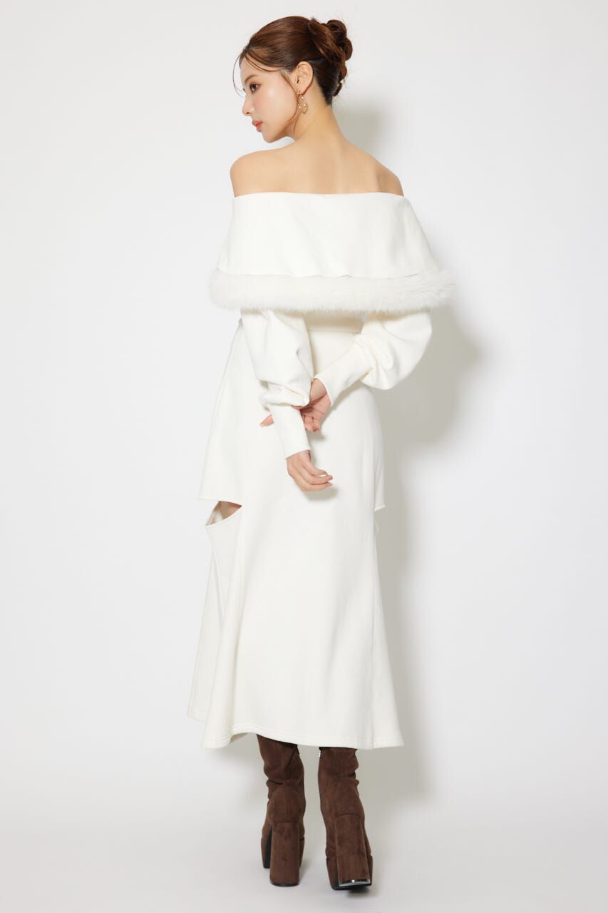 rienda「フェイクファー付きカッティング裏起毛ワンピース」|ワンピース|