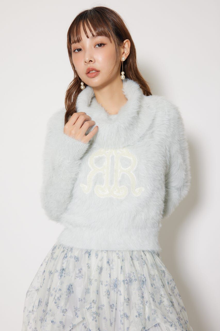 rienda「ボタニカルRロゴニットトップス」|ニット・セーター|L/BLU1