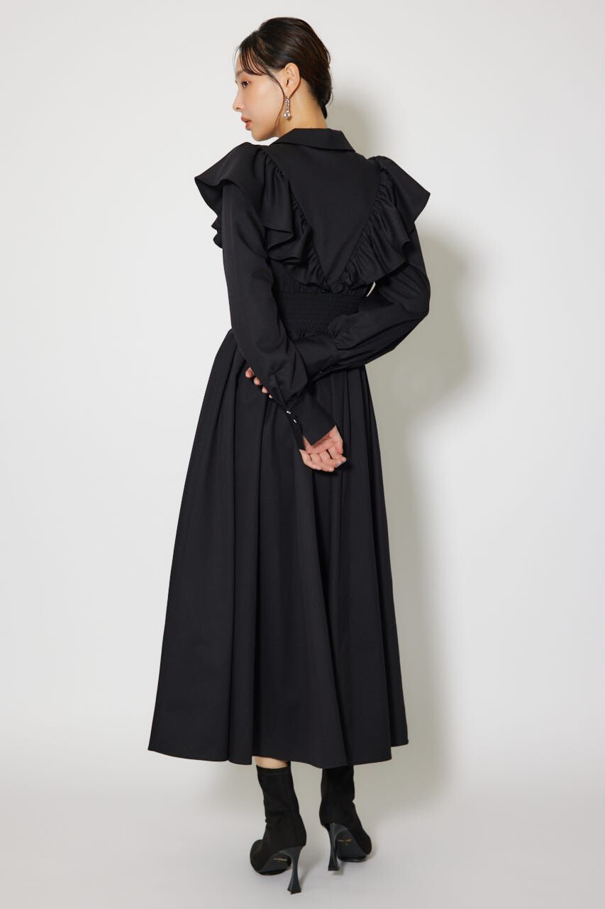 rienda「フロントZIPフリルシャツワンピース」|ワンピース|