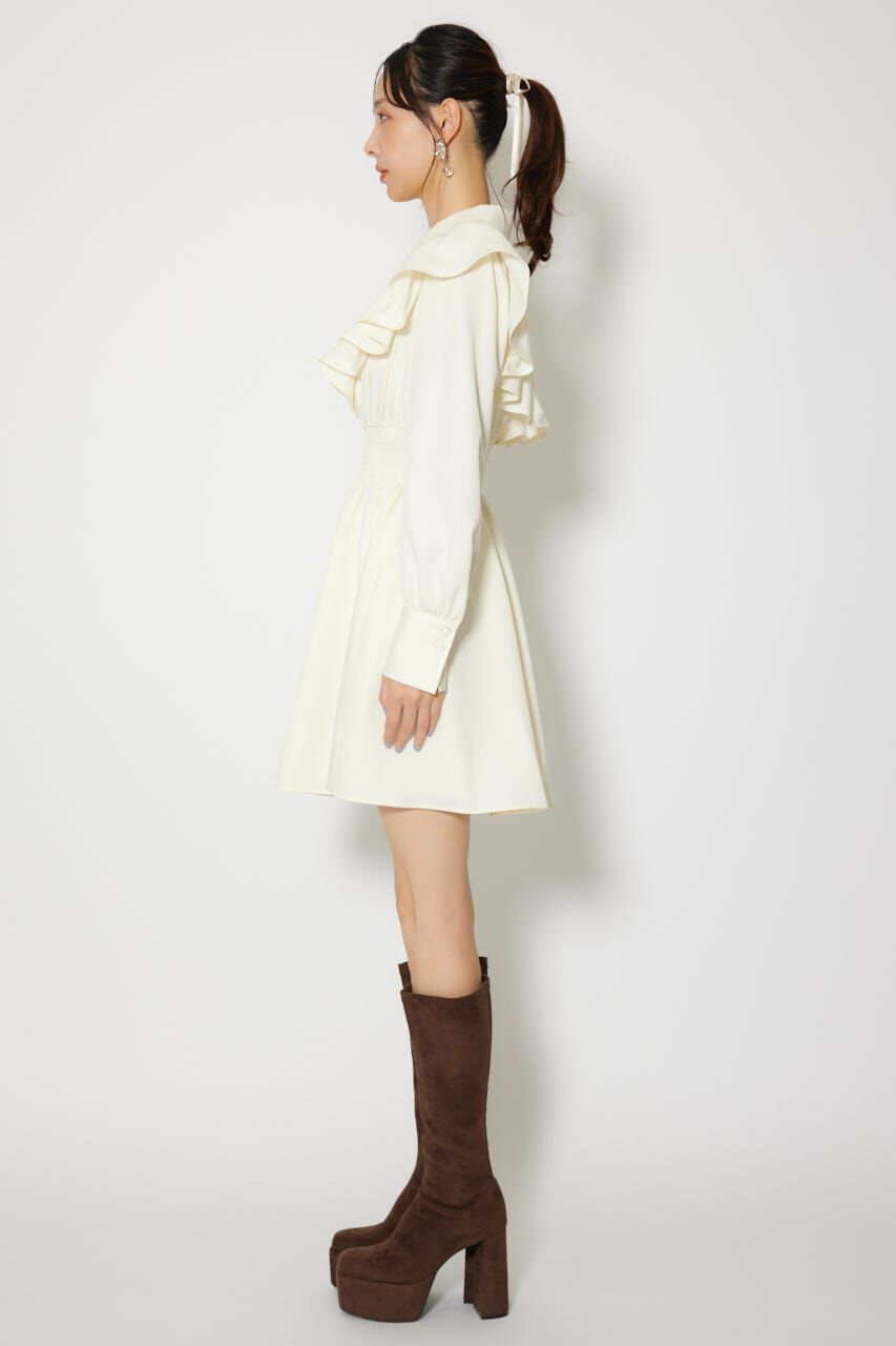 rienda「フロントZIPフリルミニシャツワンピース」|ワンピース|