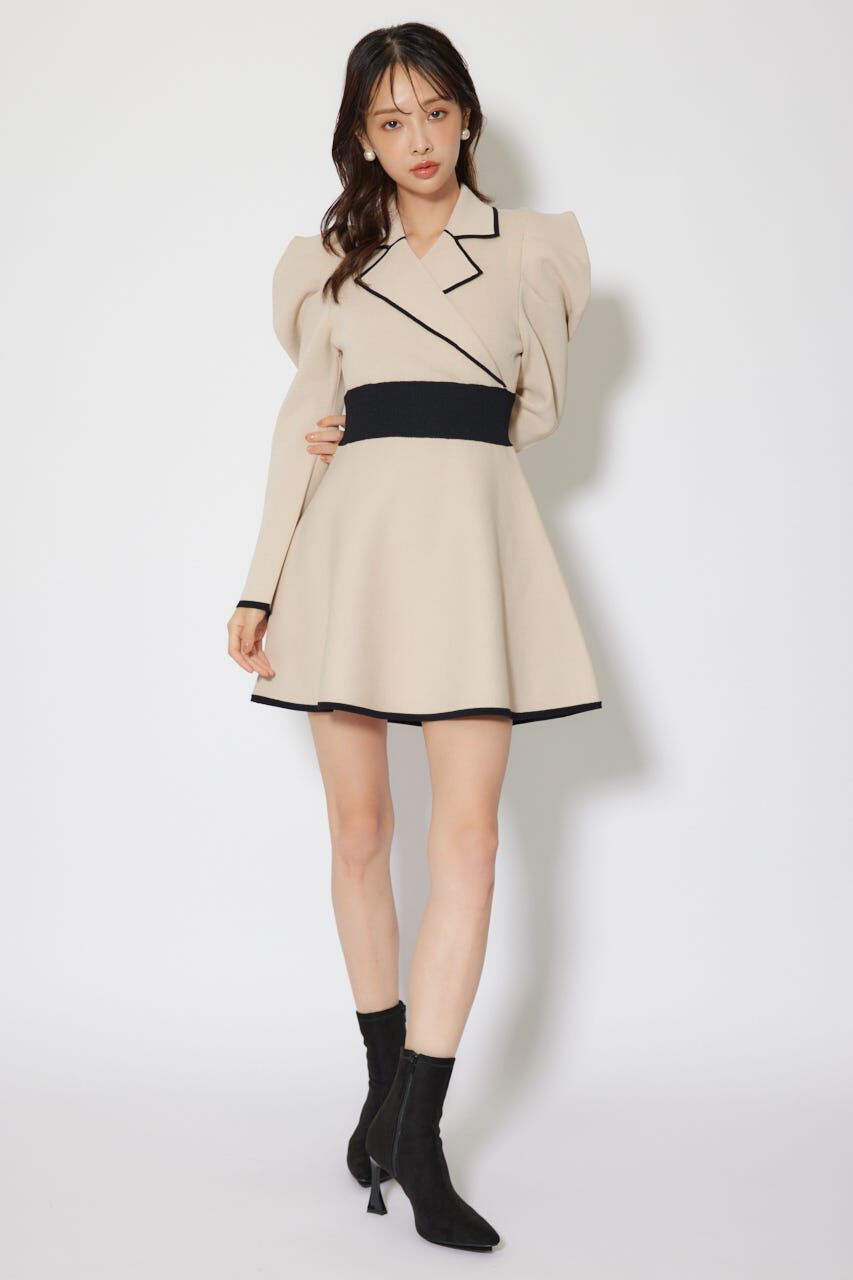 rienda「テーラードカラーミニフレアニットワンピース」|ワンピース|