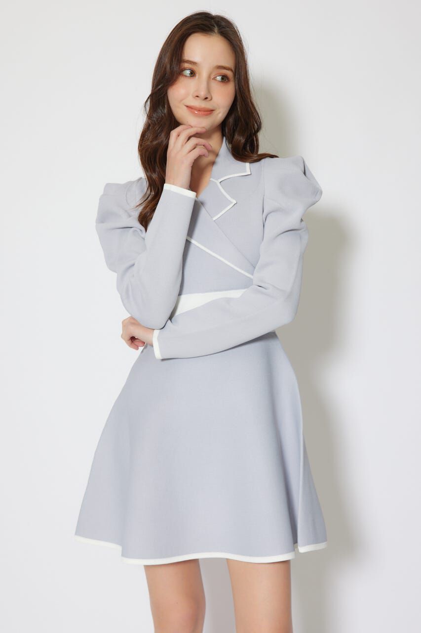 rienda「テーラードカラーミニフレアニットワンピース」|ワンピース|