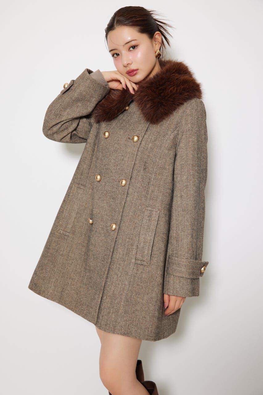 rienda「Aラインステンカラーコート」|その他|柄BRN5