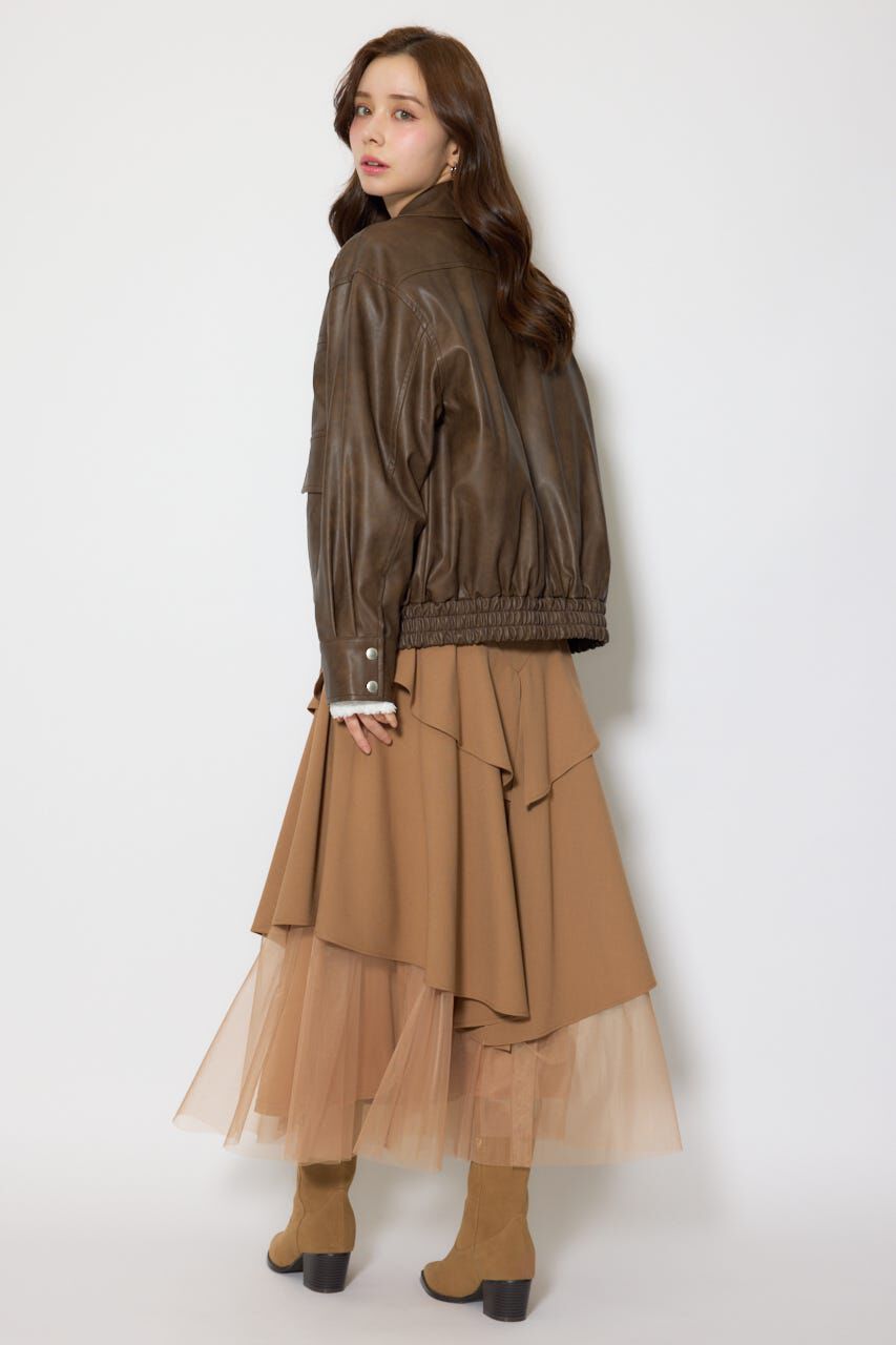 rienda「ライナー付きフェイクレザーブルゾン」|ブルゾン・スタジャン|