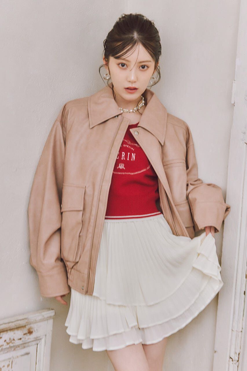 rienda「ライナー付きフェイクレザーブルゾン」|ブルゾン・スタジャン|PNK