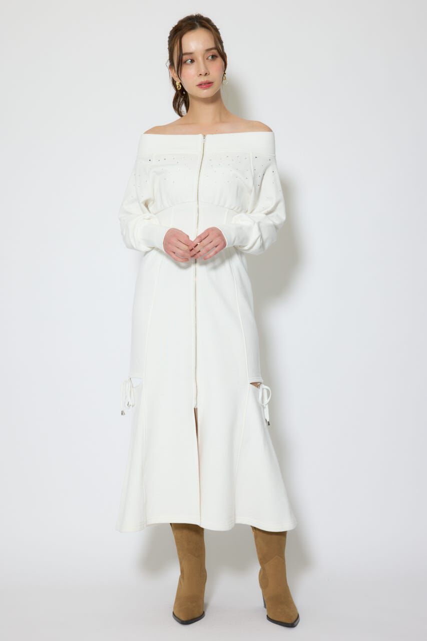 rienda「オフショルダーカッティングマーメイドワンピース」|ワンピース|WHT