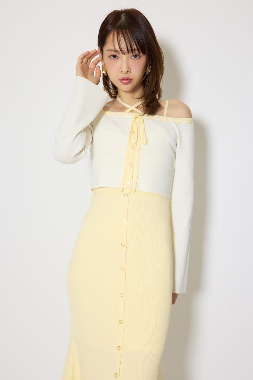 rienda「ボーダーカーデセットマーメイドニットワンピース」|ワンピース|