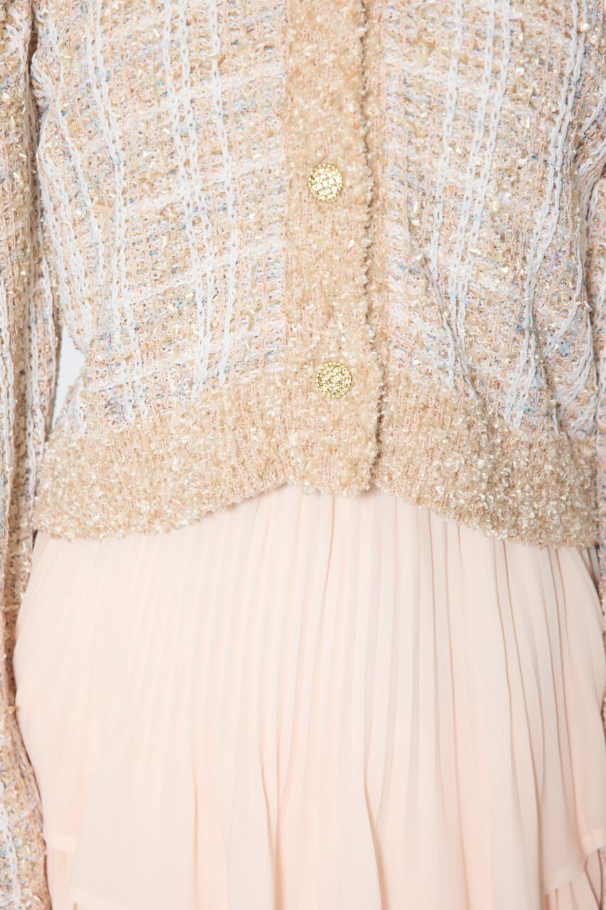 rienda「ツイードニットカーディガントップス」|ニット・セーター|