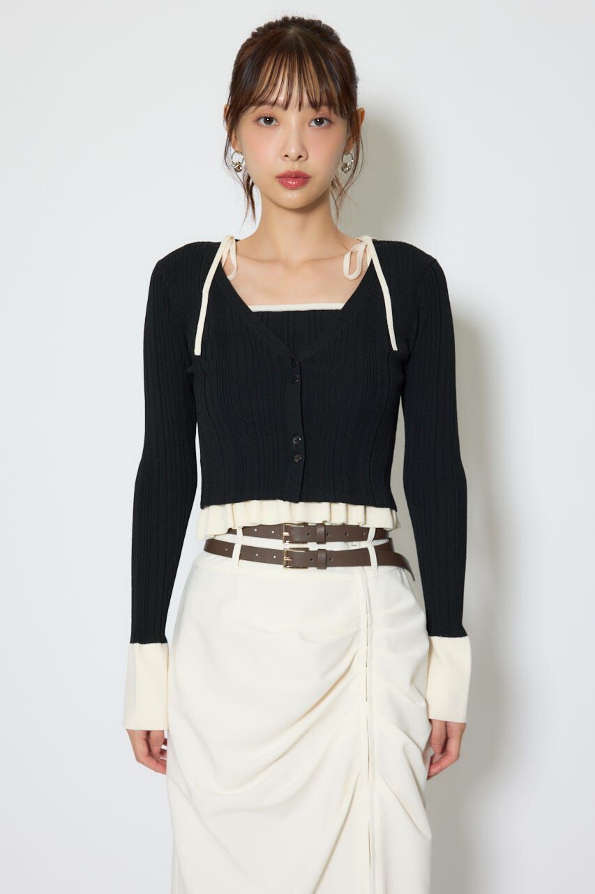 rienda「ペプラムキャミセットニットカーディガン」|カーディガン|