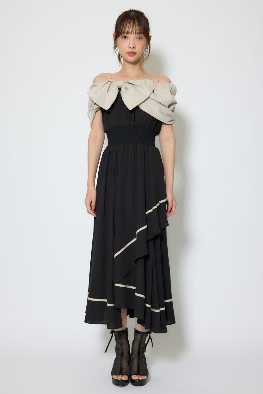 rienda「フロントビッグリボンフレアワンピース」|ワンピース|