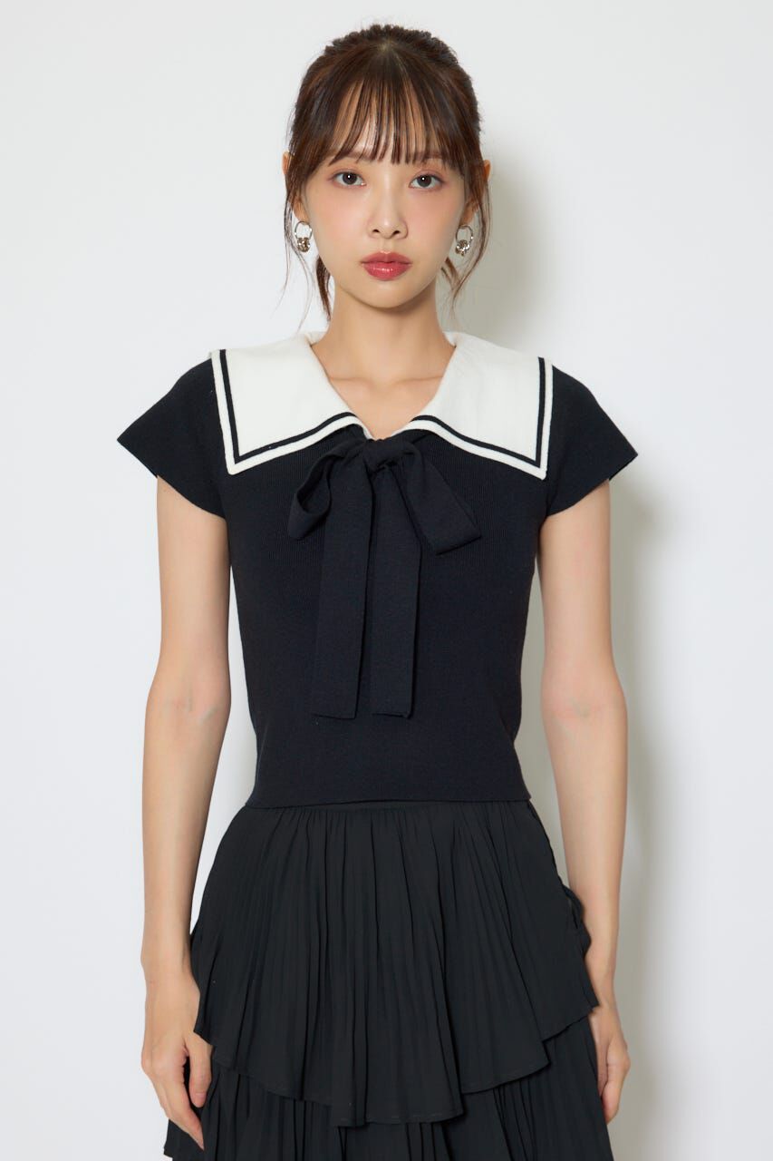 rienda「セーラーカラーデザインニットトップス」|ニット・セーター|