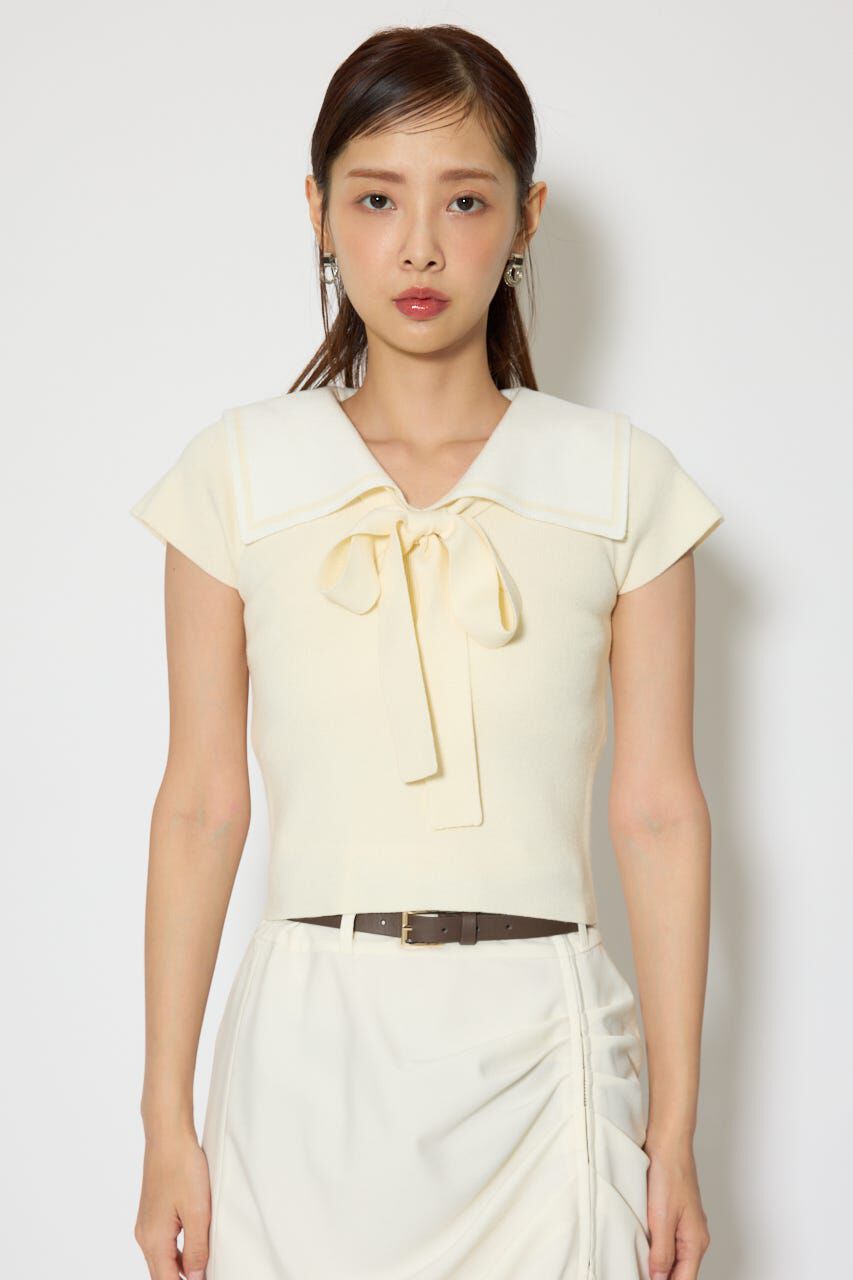 rienda「セーラーカラーデザインニットトップス」|ニット・セーター|