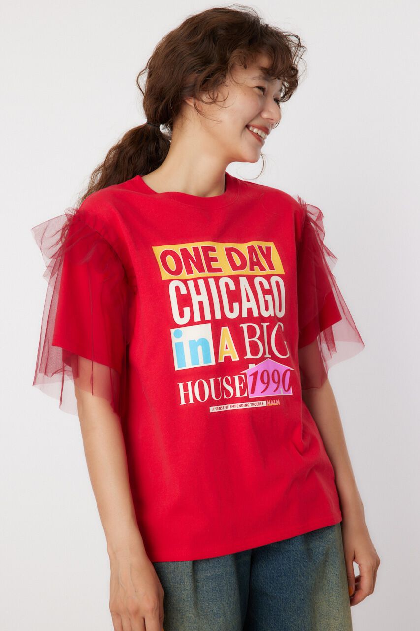RODEO CROWNS「ONE DAY 袖チュールトップス」|Tシャツ・カットソー|D/RED3