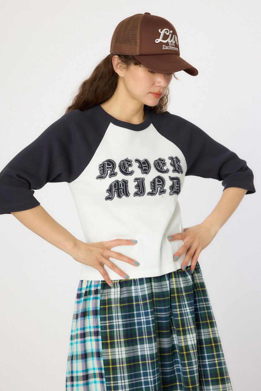 RODEO CROWNS「ダメージアップリケラグランリブ Tシャツ」|Tシャツ・カットソー|柄WHT5