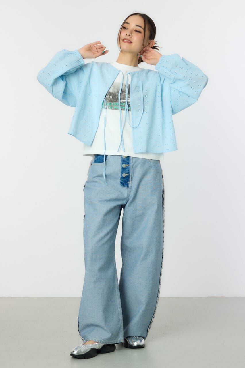 RODEO CROWNS「ノーカラーレースカーディガン」|シャツ・ブラウス|