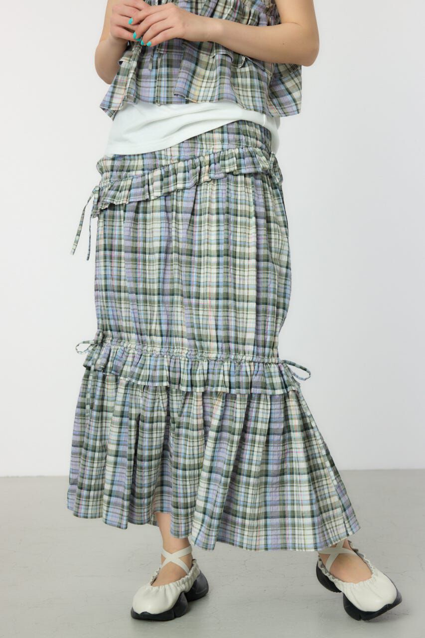 RODEO CROWNS「サマーチェックフリルティアードスカート」|スカート|