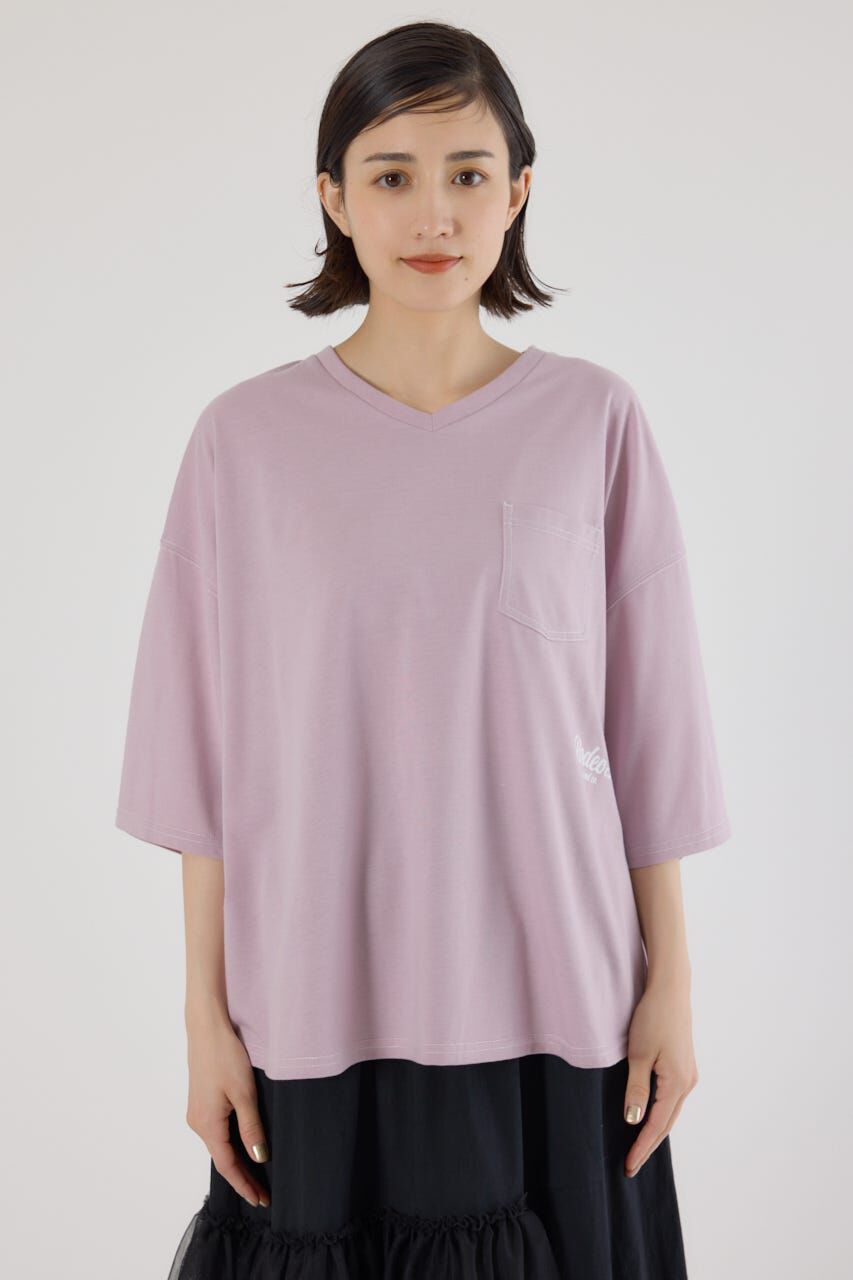 RODEO CROWNS「カラーステッチVネック5分袖Tシャツ」|Tシャツ・カットソー|