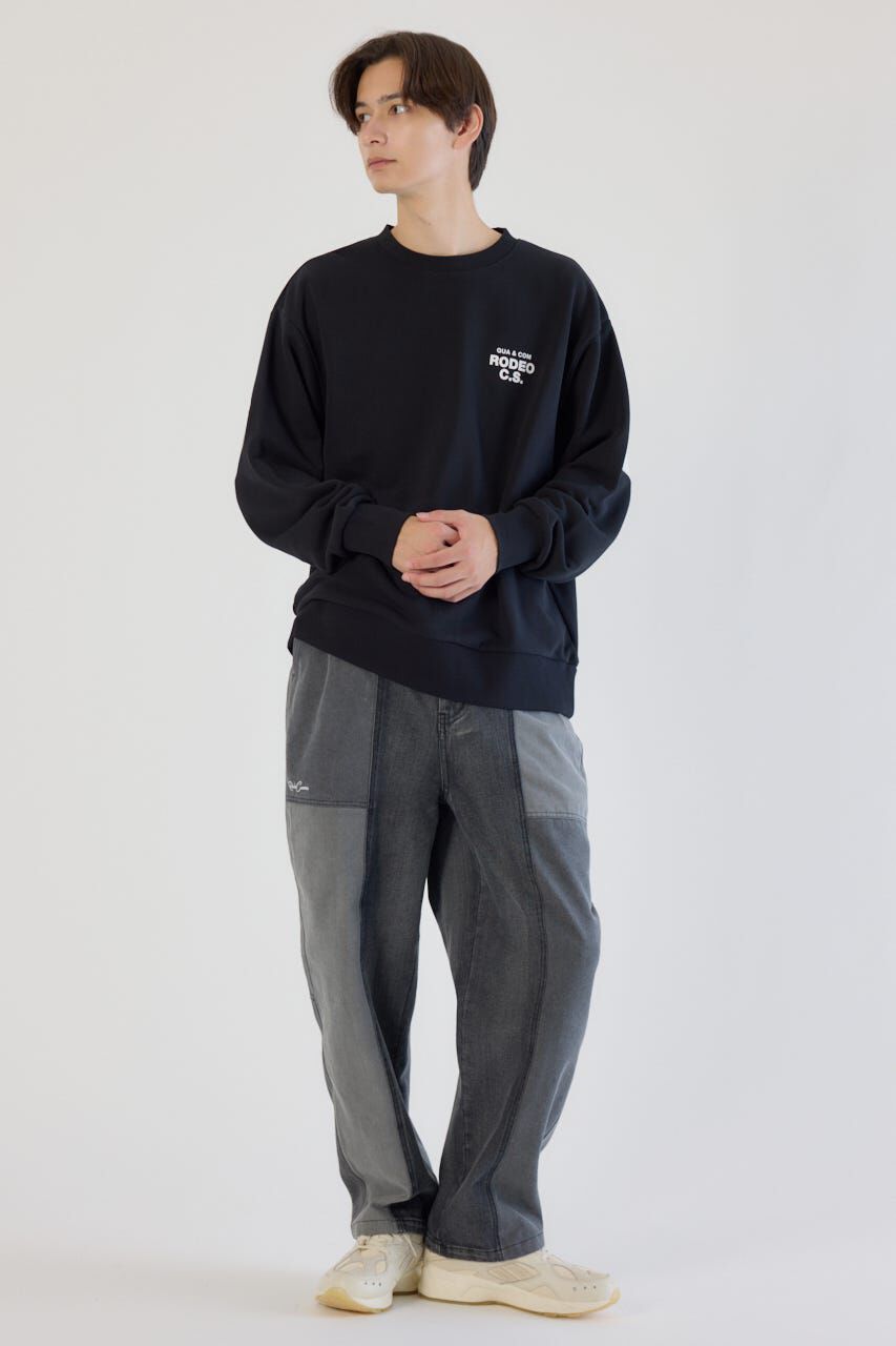 RODEO CROWNS「メンズフェイクレザーパッチスウェット」|パーカー|