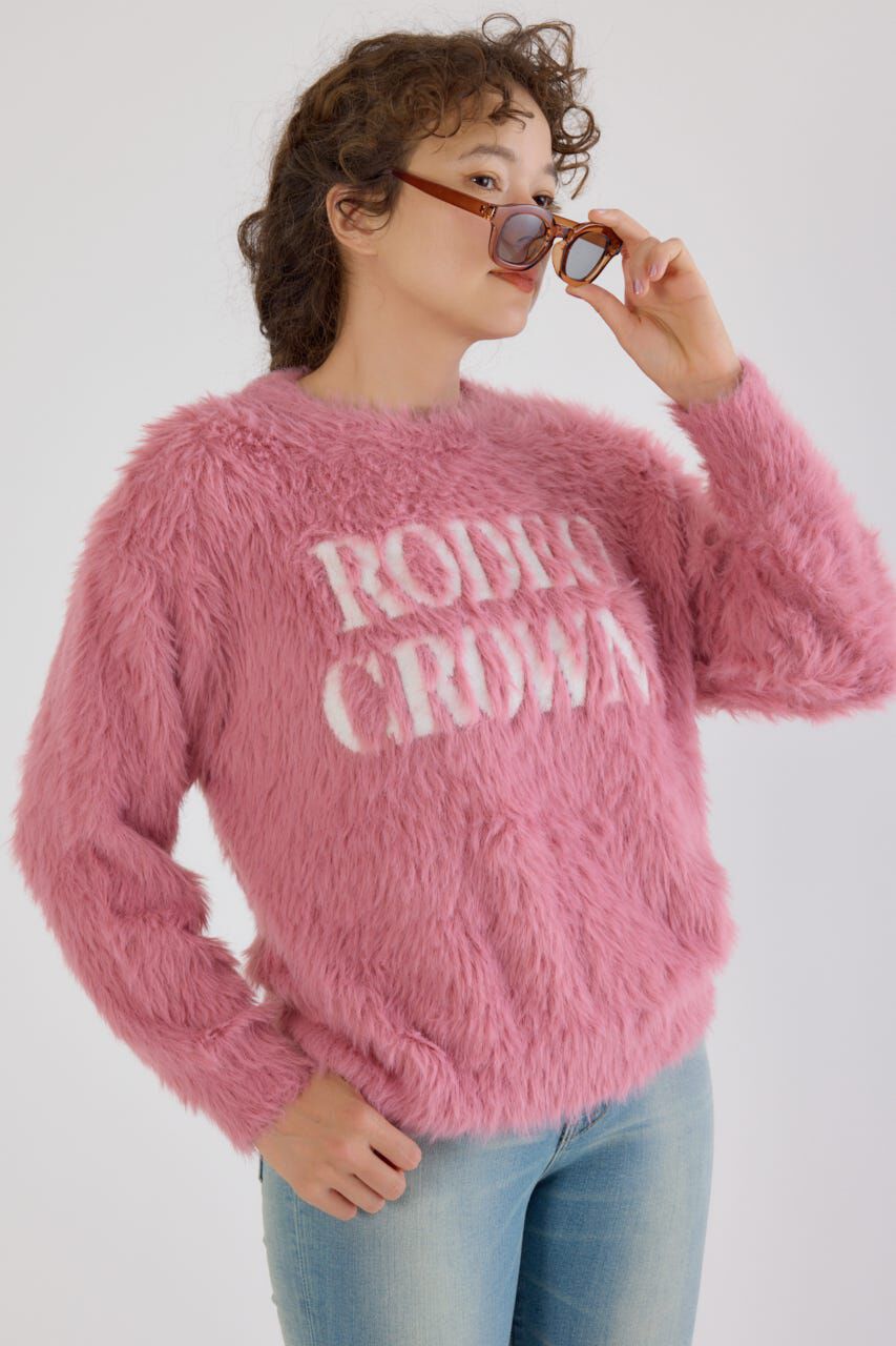 RODEO CROWNS「シャギーロゴニットトップス」|ニット・セーター|L/PNK1