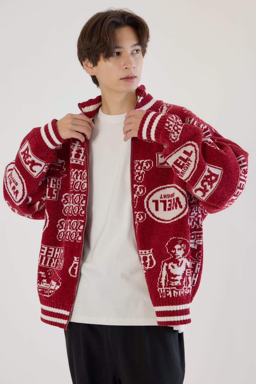 RODEO CROWNS「グラフィティーニットスタジャン」|ブルゾン・スタジャン|RED