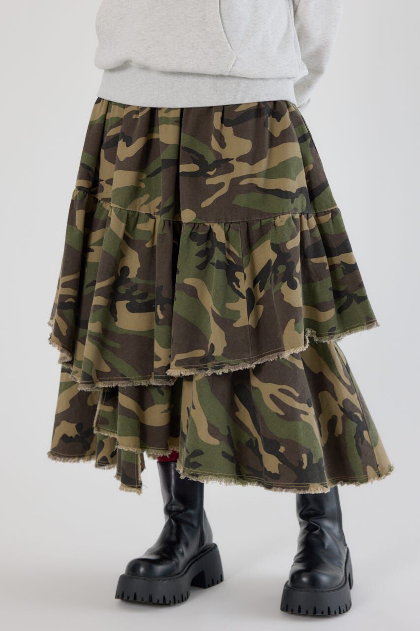 RODEO CROWNS「CAMOランダムティアードスカート」|スカート|迷彩