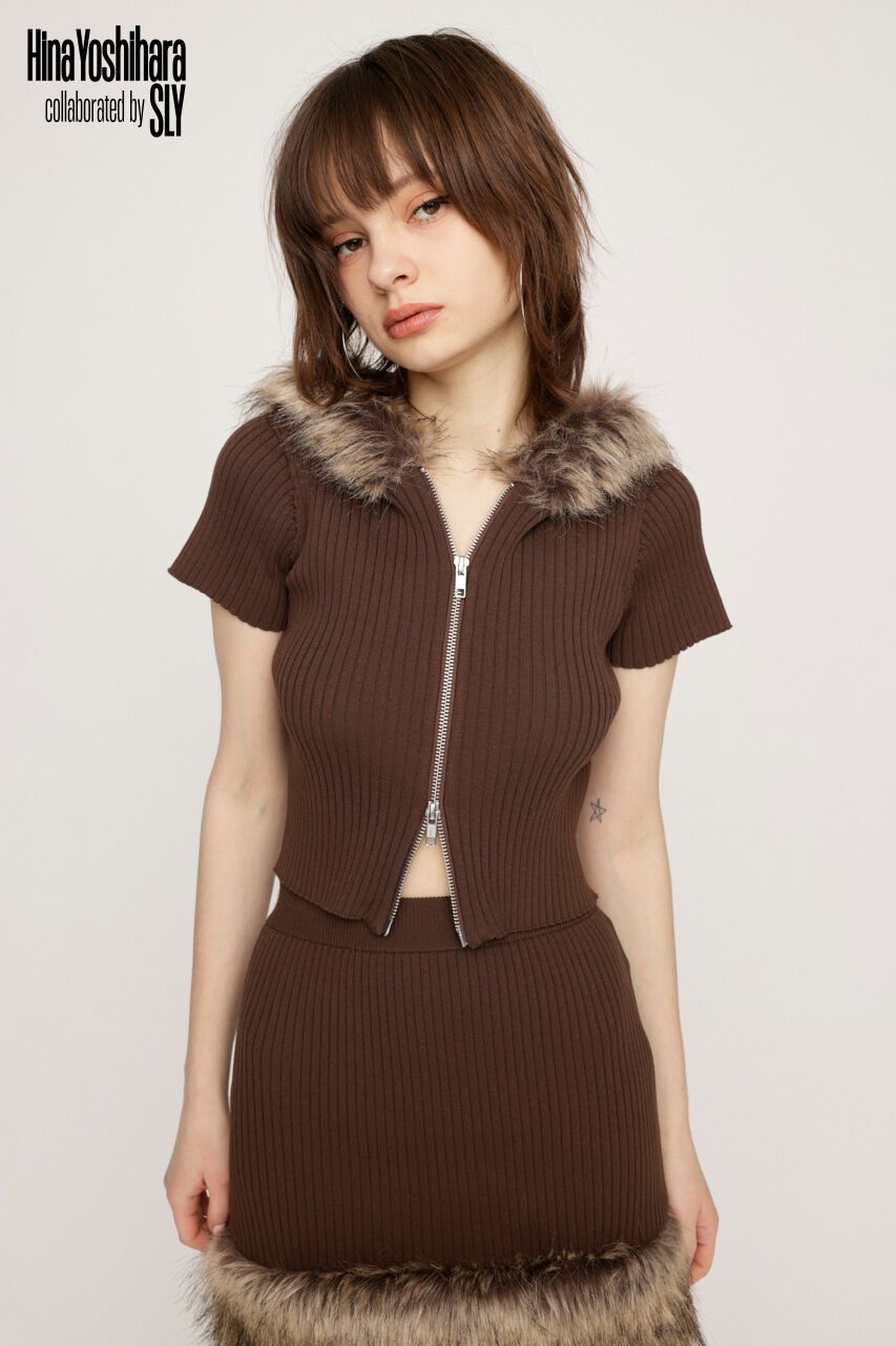 SLY「HinaYoshiharaxSLY KNIT HOODIE」|ニット・セーター|BRN