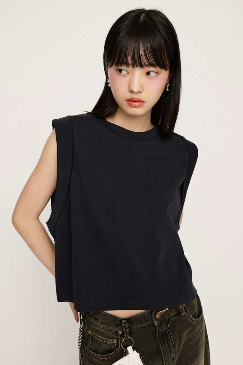 SLY「ROLL UP SLEEVE BOX トップス」|タンクトップ|BLK