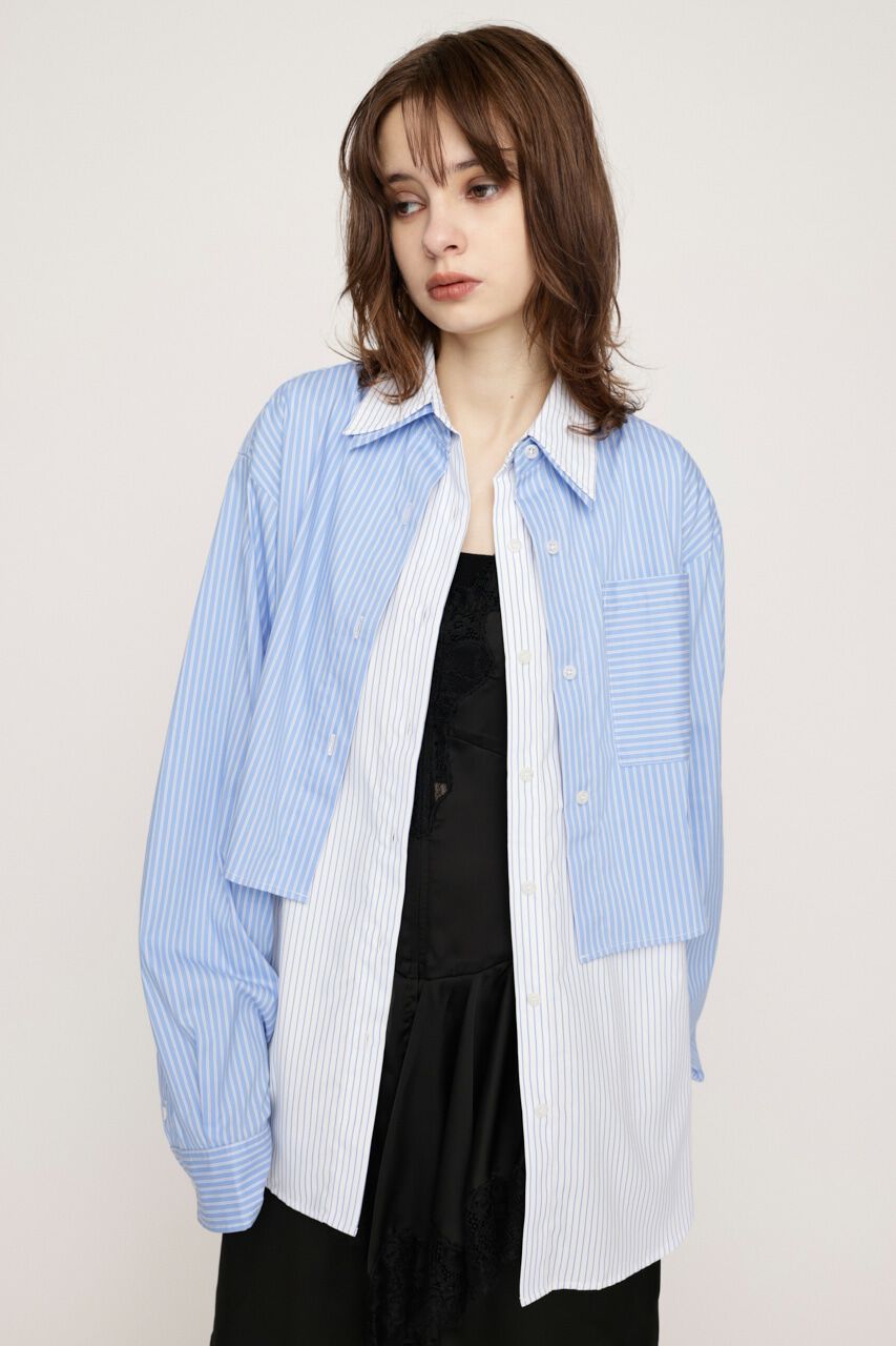 SLY「LAYERED STRIPE 2P シャツ」|シャツ・ブラウス|M/BLU7