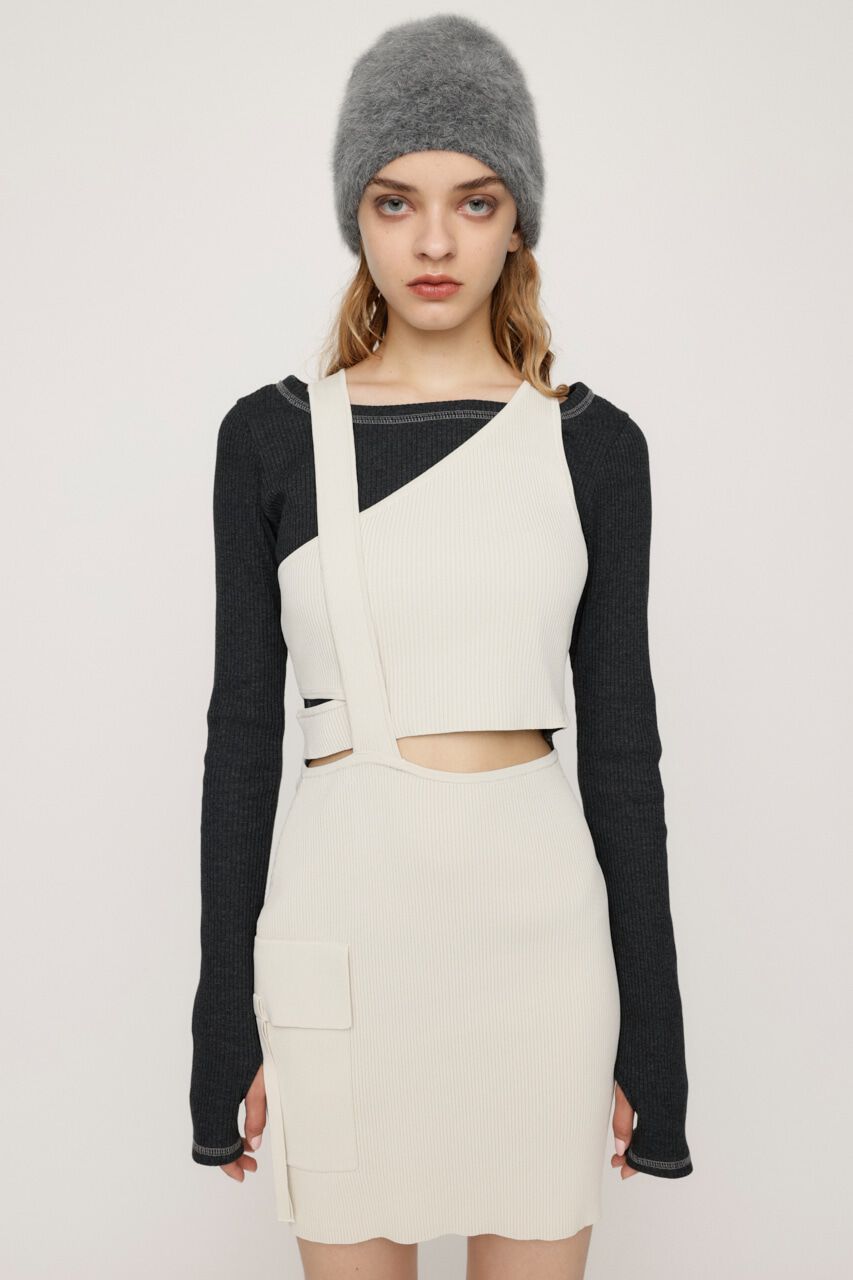 SLY「ASYMMETRY LAYER KNIT ショートワンピース」|ワンピース|