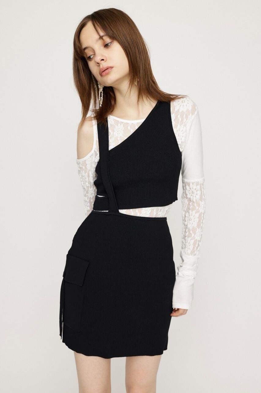SLY「ASYMMETRY LAYER KNIT ショートワンピース」|ワンピース|