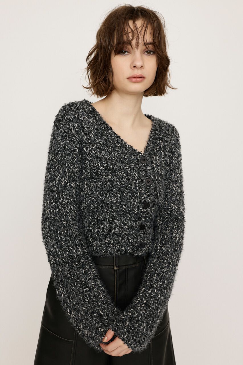 SLY「TAPE YARN SLANT NECK カーディガン」|ニット・セーター|