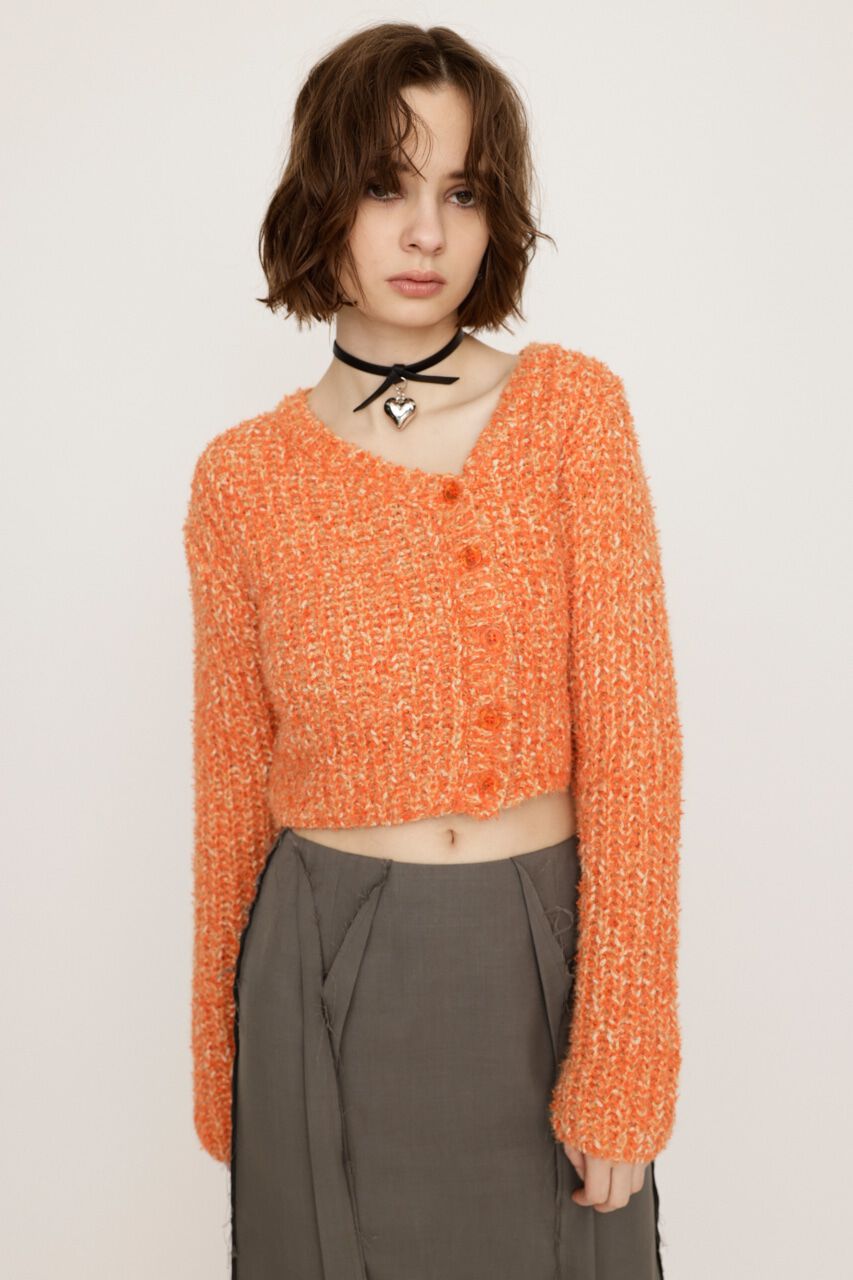 SLY「TAPE YARN SLANT NECK カーディガン」|ニット・セーター|