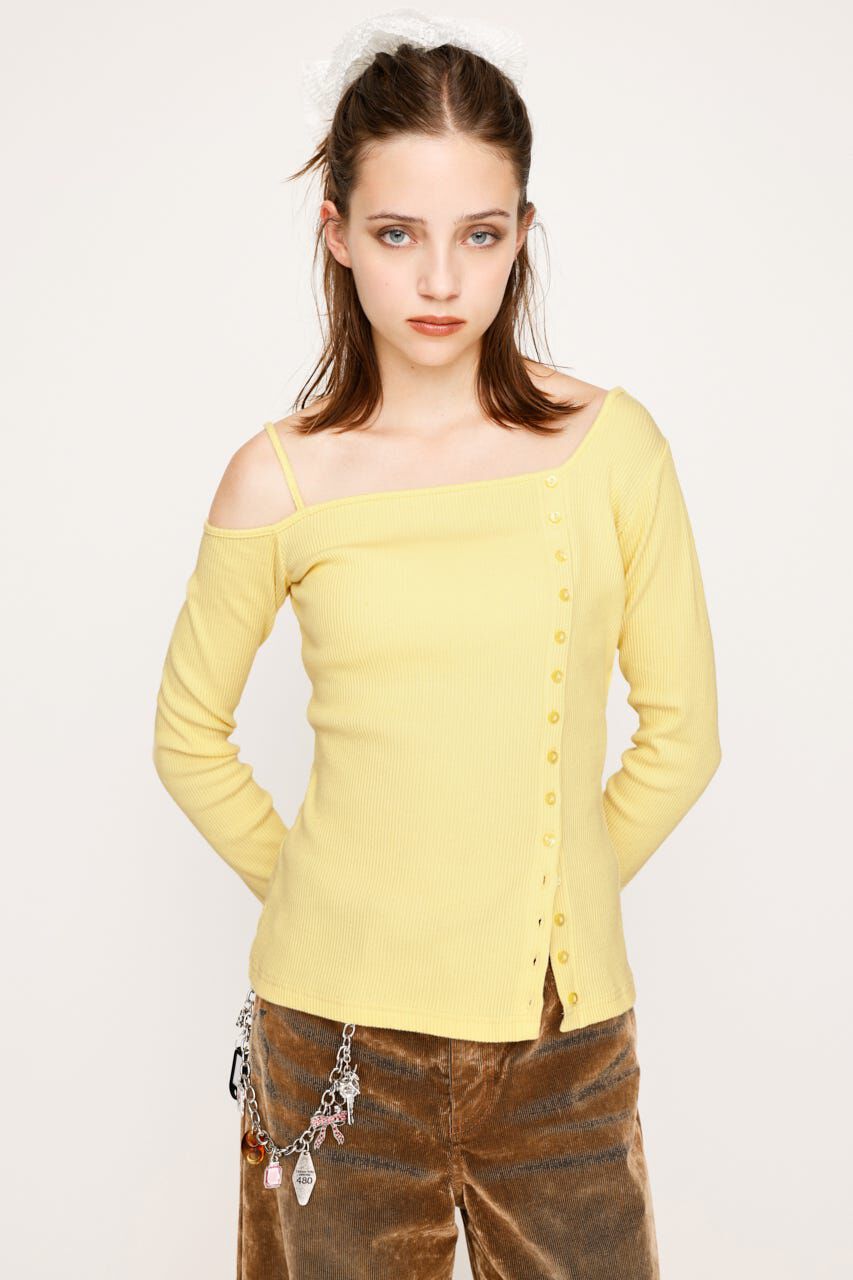SLY「ASYMMETRY BUTTON トップス」|Tシャツ・カットソー|