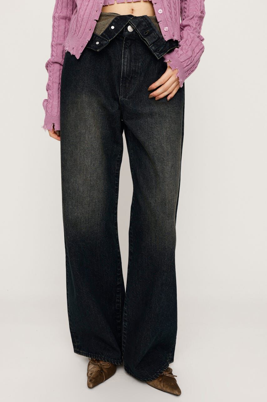 SLY「LAYERED STRAIGHT DENIM パンツ」|デニム|D/BLU3