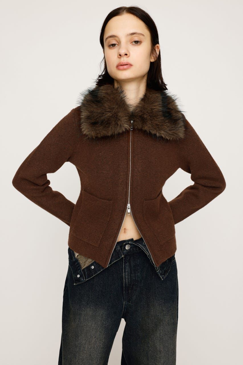 SLY「F／FUR COLLAR KNIT トップス」|その他|