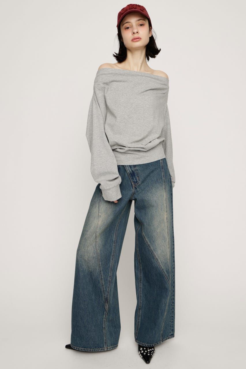 SLY「TUCKED OFFSHOULDER トップス」|パーカー|