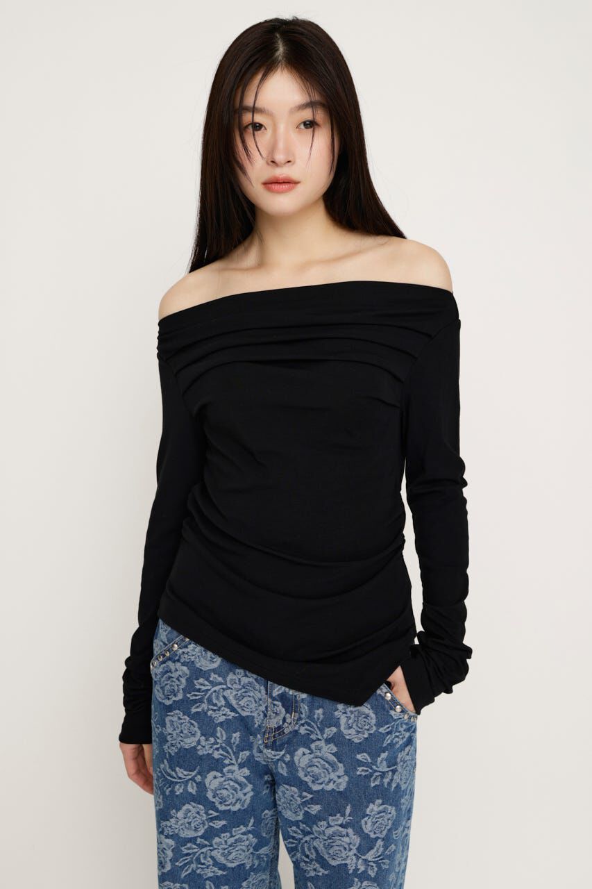 SLY「OFF SHOULDER TUCK トップス」|Tシャツ・カットソー|