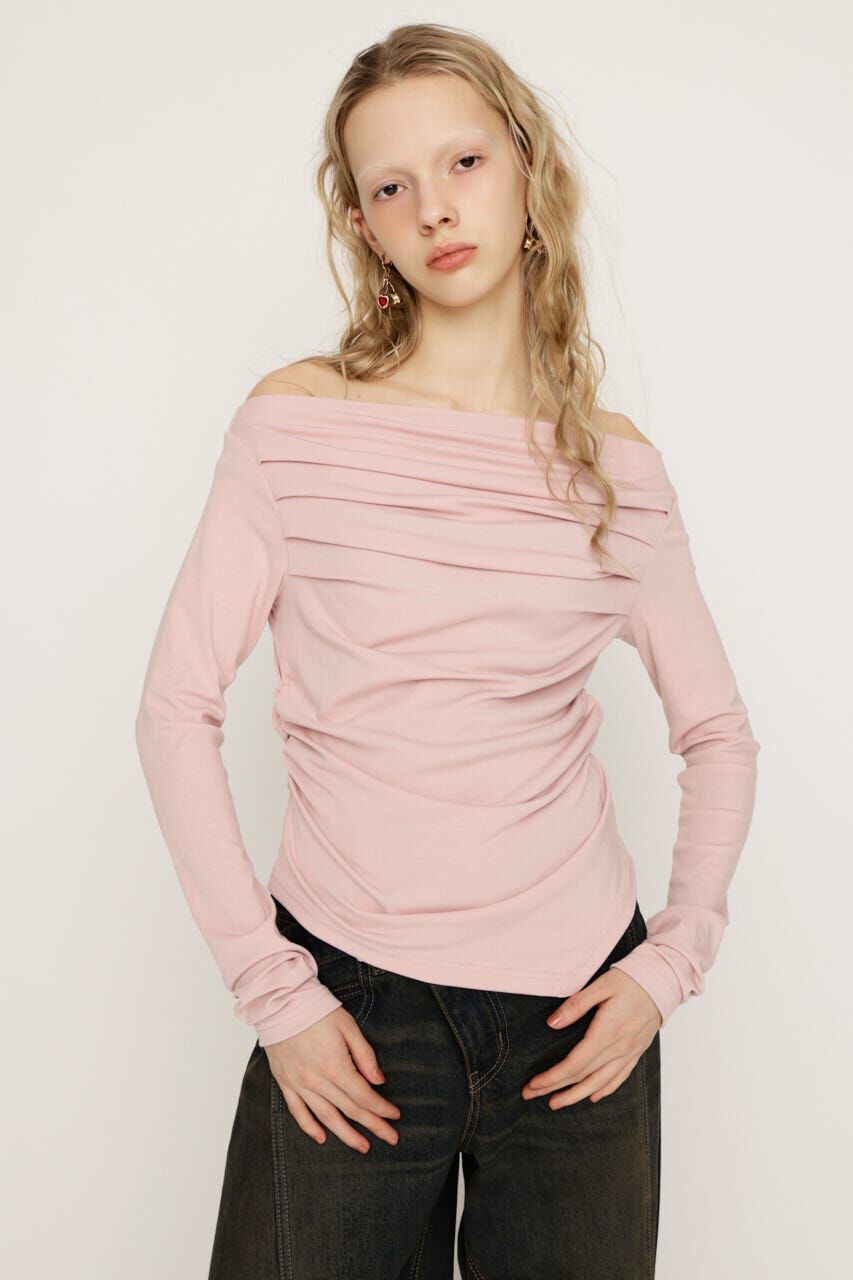 SLY「OFF SHOULDER TUCK トップス」|Tシャツ・カットソー|