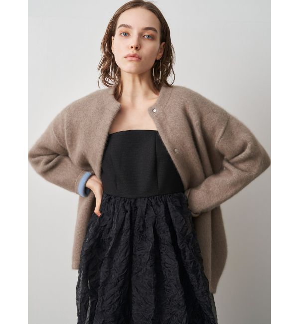 ELENDEEK「CN RACCOON MIX W CARDIGAN」|カーディガン|ベージュ