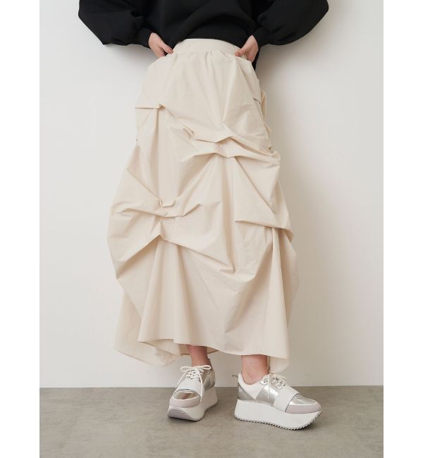 ELENDEEK「TUCK DRAPE TAFFETA SK」|スカート|アイボリー